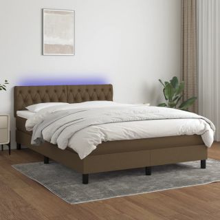 kontinentaalvoodi madrats ja LED, tumepruun, 140x200 cm, kangas