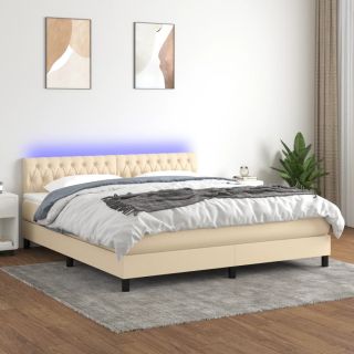 матрас для континентальной кровати и светодиоды, кремовый, 160x200 см, ткань