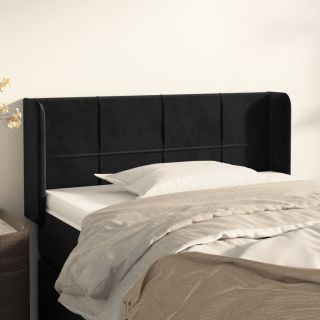 voodipeats servadega, must, 83x16x78/88 cm, samet