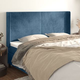 voodipeats servadega, tumesinine, 203x16x118/128 cm, samet
