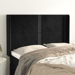 voodipeats servadega, must, 147x16x118/128 cm, samet