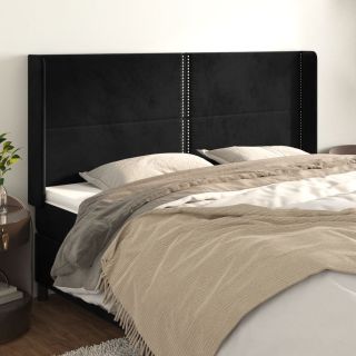 voodipeats servadega, must, 183x16x118/128 cm, samet