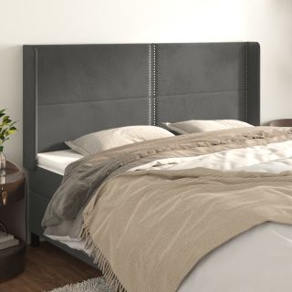 voodipeats servadega, tumehall, 203x16x118/128 cm, samet