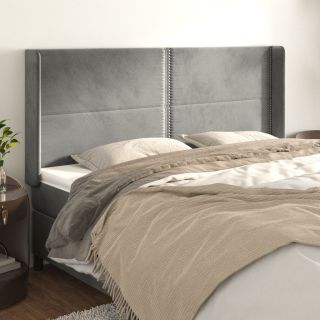 voodipeats servadega, helehall, 203x16x118/128 cm, samet