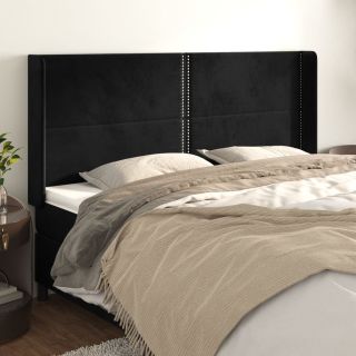 voodipeats servadega, must, 203x16x118/128 cm, samet