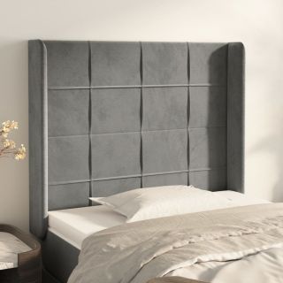 voodipeats servadega, helehall, 93x16x118/128 cm, samet