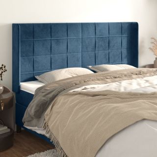 voodipeats servadega, tumesinine, 203x16x118/128 cm, samet