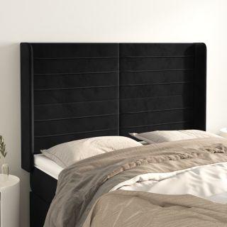 voodipeats servadega, must, 147x16x118/128 cm, samet