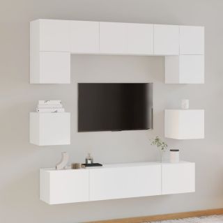 8-osaline telerikappide komplekt, valge, tehispuit