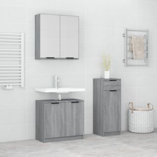 3-osaline vannitoakappide komplekt, hall Sonoma tamm, tehispuit