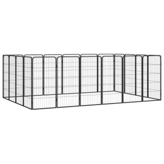 30 paneeliga koera mänguaed must 50x100 cm pulbervärvitud teras