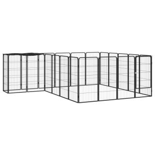 22 paneeliga koera mänguaed must 50x100 cm pulbervärvitud teras