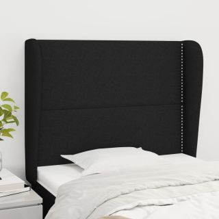 изголовье с бортиками, черное, 93x23x118/128 см, ткань