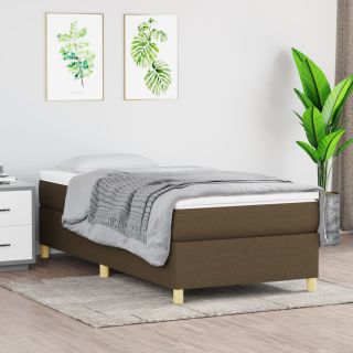 континентальная кровать с матрасом, темно-коричневая, 100x200 см, ткань