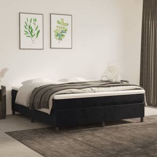 kontinentaalvoodi madratsiga, must, 180x200 cm, samet