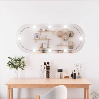 seinapeegel LED-tuledega, 40x90 cm, klaas, ovaalne