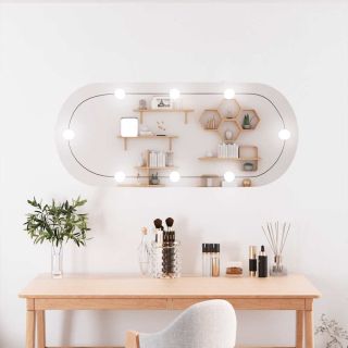 seinapeegel LED-tuledega, 25 x 60 cm, klaas, ovaalne