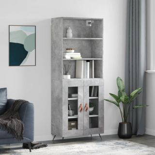 kõrge kapp, betoonhall, 69,5 x 34 x 180 cm,tehispuit