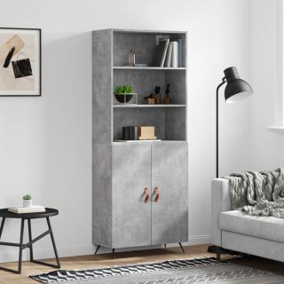 kõrge kapp, betoonhall, 69,5 x 34 x 180 cm,tehispuit