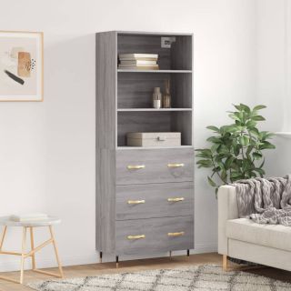 kõrge kapp, hall Sonoma tamm, 69,5 x 34 x 180 cm, tehispuit