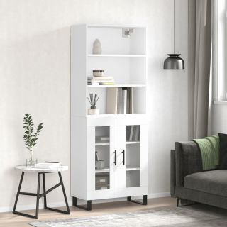 высокий шкаф, белый, 69,5 x 34 x 180 см, искусственное дерево