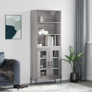 kõrge kapp, hall Sonoma tamm, 69,5 x 34 x 180 cm, tehispuit