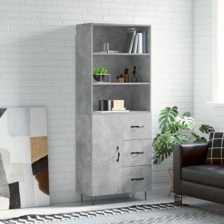 высокий шкаф, бетонно-серый, 69,5 x 34 x 180 см, искусственное дерево