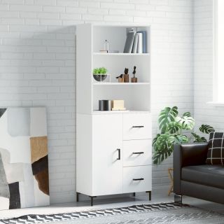 высокий шкаф, белый, 69,5 x 34 x 180 см, искусственное дерево