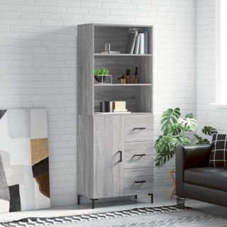 высокий шкаф, серый дуб Сонома, 69,5 x 34 x 180 см, искусственное дерево