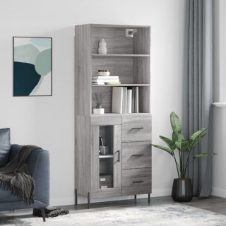 kõrge kapp, hall Sonoma tamm, 69,5 x 34 x 180 cm, tehispuit