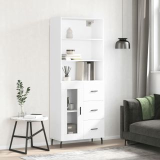 высокий шкаф, белый, 69,5 x 34 x 180 см, искусственное дерево