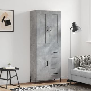 kõrge kapp, betoonhall, 69,5 x 34 x 180 cm,tehispuit