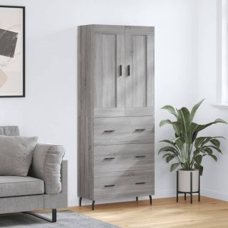 kõrge kapp, hall Sonoma tamm, 69,5 x 34 x 180 cm, tehispuit
