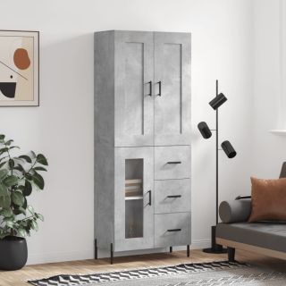 kõrge kapp, betoonhall, 69,5 x 34 x 180 cm,tehispuit