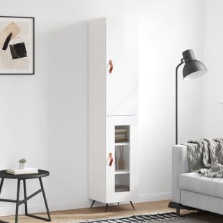 kõrge kapp, kõrgläikega valge, 34,5x34x180 cm, tehispuit