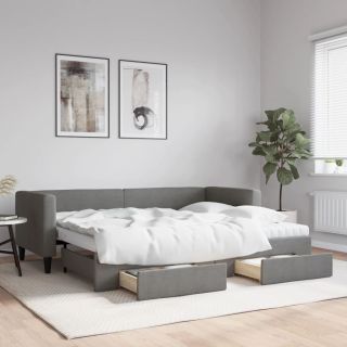 diivanvoodi väljatõmmatava osaga, tumehall, 80x200 cm kangas