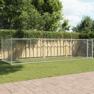 koeraaedik, katuse ja uksega, hall, 6x2x1,5 m, tsingitud teras