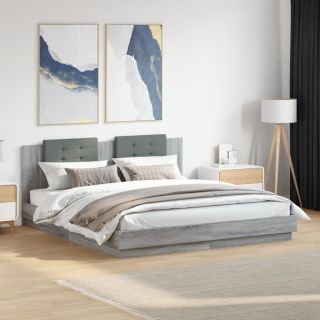 voodiraam peatsiga, hall Sonoma tamm, 160 x 200 cm, tehispuit