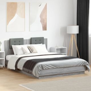 voodiraam peatsiga, hall Sonoma tamm, 150x200 cm, tehispuit
