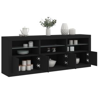 Комод со светодиодной подсветкой, черный, 181,5 x 37 x 67 см