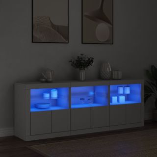 puhvetkapp LED-tulega, valge, 181,5 x 37 x 67 cm