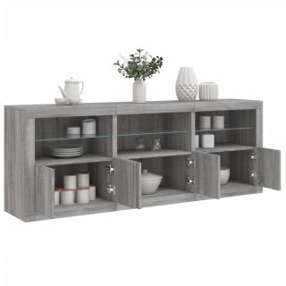 puhvetkapp LED-tuledega, hall Sonoma tamm, 181,5 x 37 x 67 cm