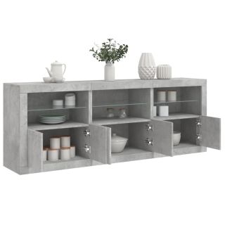 puhvetkapp LED-tulega, betoonhall, 181,5 x 37 x 67 cm
