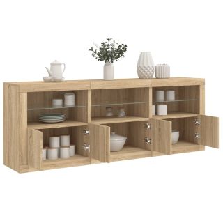 puhvetkapp LED-tuledega, Sonoma tamm, 181,5 x 37 x 67 cm