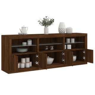 puhvetkapp LED-tuledega, pruun tamm, 181,5 x 37 x 67 cm
