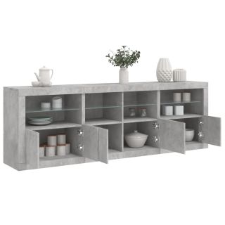 puhvetkapp LED-tulega, betoonhall, 202 x 37 x 67 cm