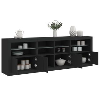 puhvetkapp LED-tulega, must, 202 x 37 x 67 cm