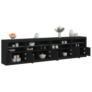 puhvetkapp LED-tulega, must, 283 x 37 x 67 cm