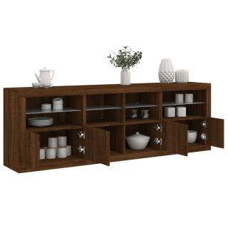 puhvetkapp LED-tuledega, pruun tamm, 202 x 37 x 67 cm