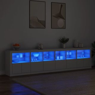 puhvetkapp LED-tulega, valge, 283 x 37 x 67 cm